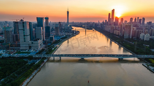 大桥简笔摄影照片_广州华南大桥傍晚城市交通摄影图