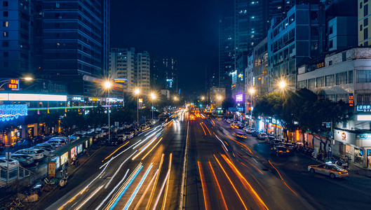 柳州夜景摄影照片_城市车流摄影图