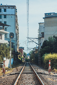城市铁路铁轨摄影图