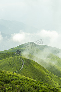 山云摄影照片_武功山清晨山脉风光摄影图