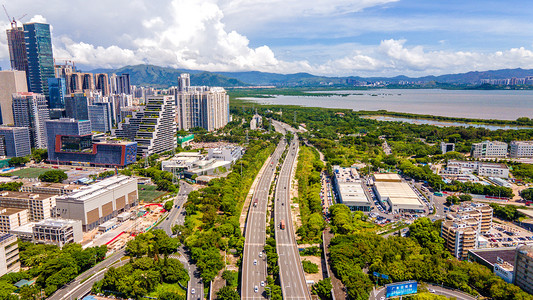 航拍京港粤高速公路深圳市摄影图