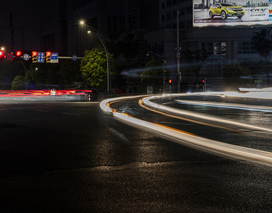 黑色长图摄影照片_嘉兴夜景长曝光摄影图