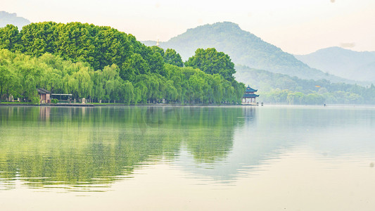 杭州西湖自然风景摄影图