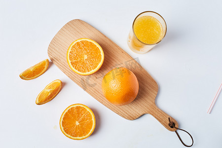 夏日饮料水果摄影照片_水果橙子摄影图