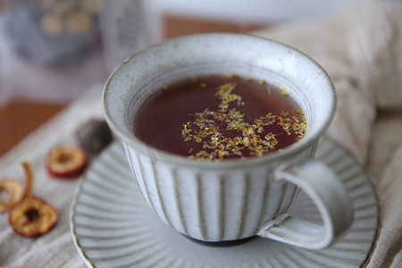 桂花茶摄影照片_养生茶花茶山楂茶桂花茶摄影图