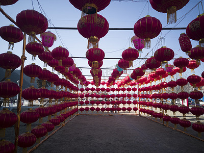 吉祥麒麟摄影照片_城市风景节日氛围系列之红灯笼摄影图配图