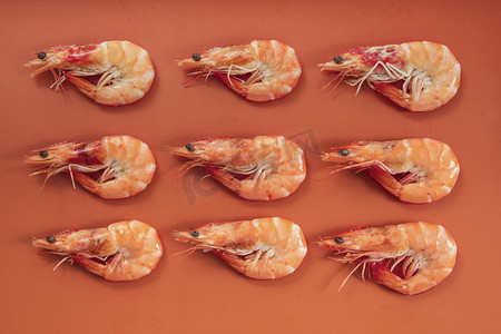 红虾大虾海鲜美食食物摄影图