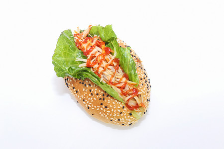生菜肉丝面包三明治美食摄影图