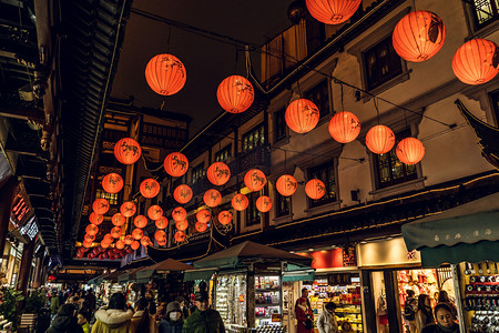 上海豫园城隍庙春节夜景摄影图