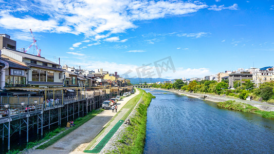 日本京都鸭川河流摄影图