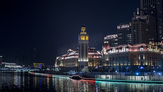 美丽中国摄影照片_海河风景线夜晚高清摄影图