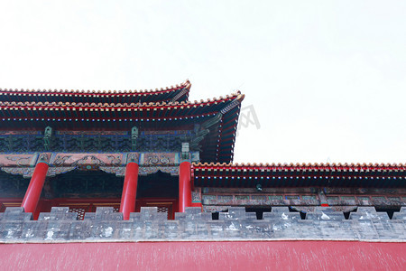 红墙绿瓦摄影照片_北京故宫外墙摄影图