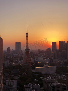 摄影日本摄影照片_夕阳下东京铁塔摄影图