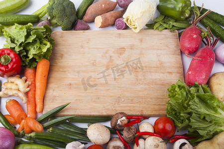 蔬菜切菜板创意摄影图配图