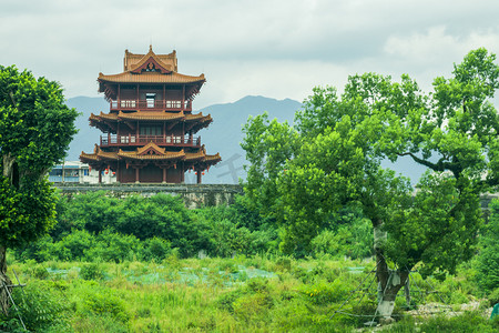 肇庆市高要区摄影照片_古城下的荒地摄影图