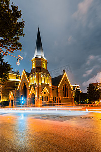 城市建筑景观夜景摄影照片_上海街头建筑景观摄影图