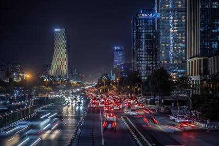 车水马龙摄影照片_夜晚车摄影图