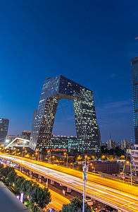 夜景北京cbd摄影照片_北京央视总部大楼cbd夜景摄影图