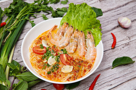 泰国菜咖喱虾摄影图
