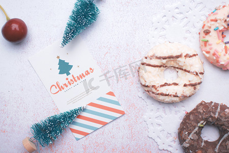 圣诞摄影照片_甜甜圈糕点面包摄影图