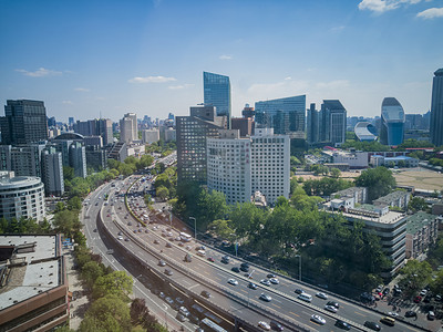 车流不息繁华都市航拍摄影图