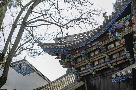中国古风房子摄影照片_中式建筑古典建筑摄影图