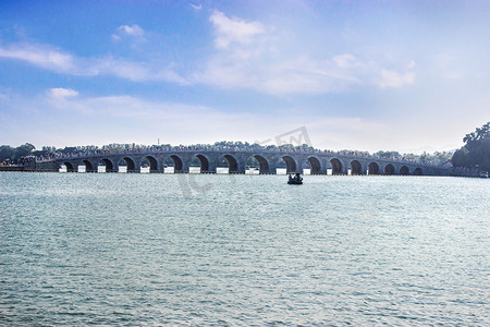 北京桥梁摄影照片_颐和园十七孔桥摄影图