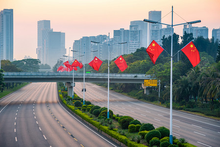 国庆大惠战摄影照片_深圳道路美景摄影图