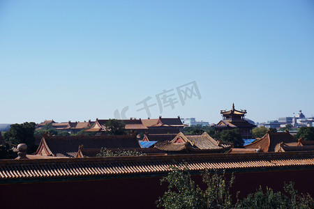 蓝天下的故宫全景照片摄影图