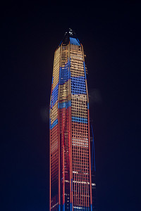 深圳平安金融大厦灯光秀摄影图
