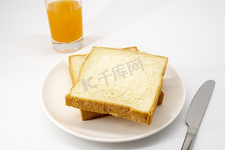早餐饮品面包摄影图