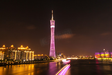 夜景广州摄影照片_广州塔城市夜景灯光摄影图