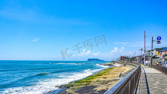 夏日海边摄影照片_夏日镰仓湘南海岸风光摄影图