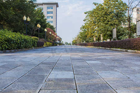 徽派石板路摄影照片_公园的石板道路风景摄影图