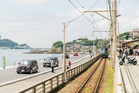 摄影日本摄影照片_日本镰仓海边铁路公路摄影图