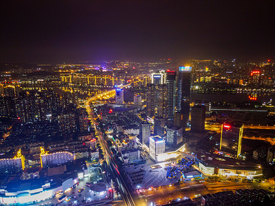 城市夜景大气cbd航拍图摄影图