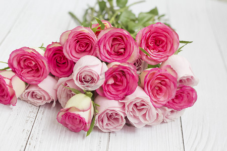 粉色玫瑰摄影照片_鲜花花束摄影图