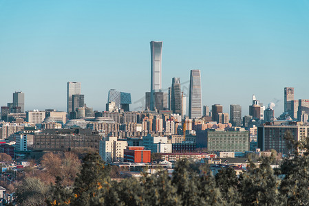 北京鸟巢动态图摄影照片_北京城市地标CBD国贸建筑摄影图