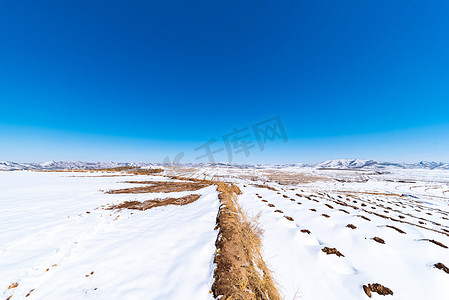 冬至背景摄影照片_蓝天雪地大气背景摄影图