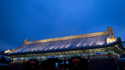 七天摄影照片_故宫博物院夜景城楼摄影图