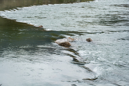 江边河流水面水纹