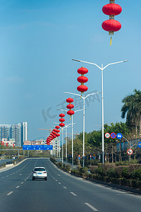 国庆节的道路摄影图