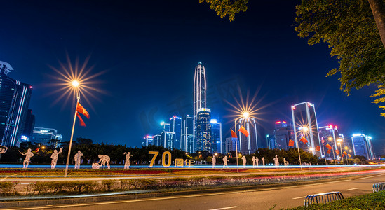 中心摄影照片_深圳市民中心夜景摄影图