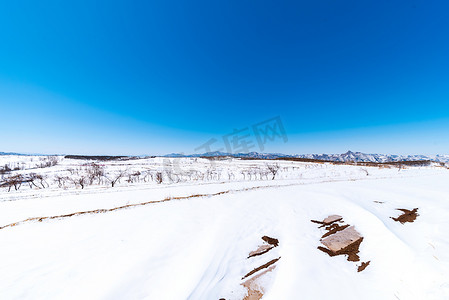 白雪连天冬季景色摄影图
