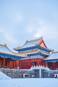 故宫雪景古建筑摄影图