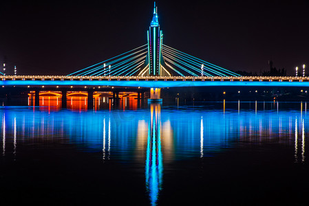 通州摄影照片_通州运河玉带河大桥夜景摄影图