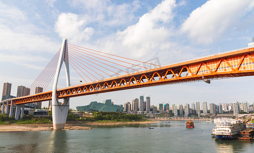 远观重庆千厮门大桥摄影图