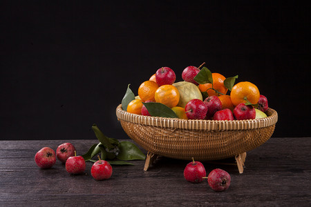 水果桔子梨子山楂摄影图配图