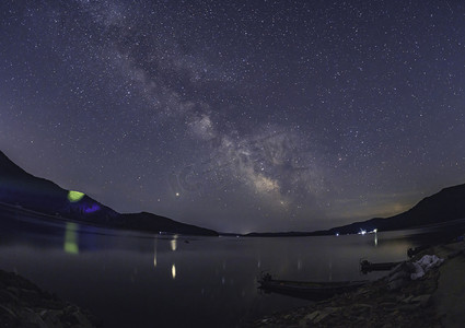 夜景大海摄影照片_银河星空摄影图