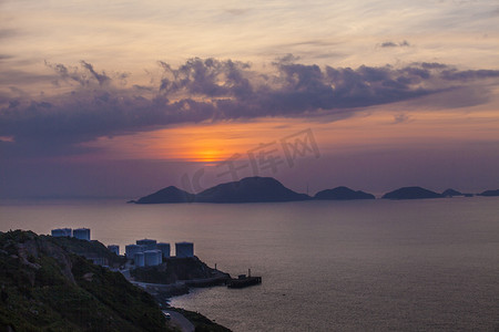 台州海边夕阳摄影图